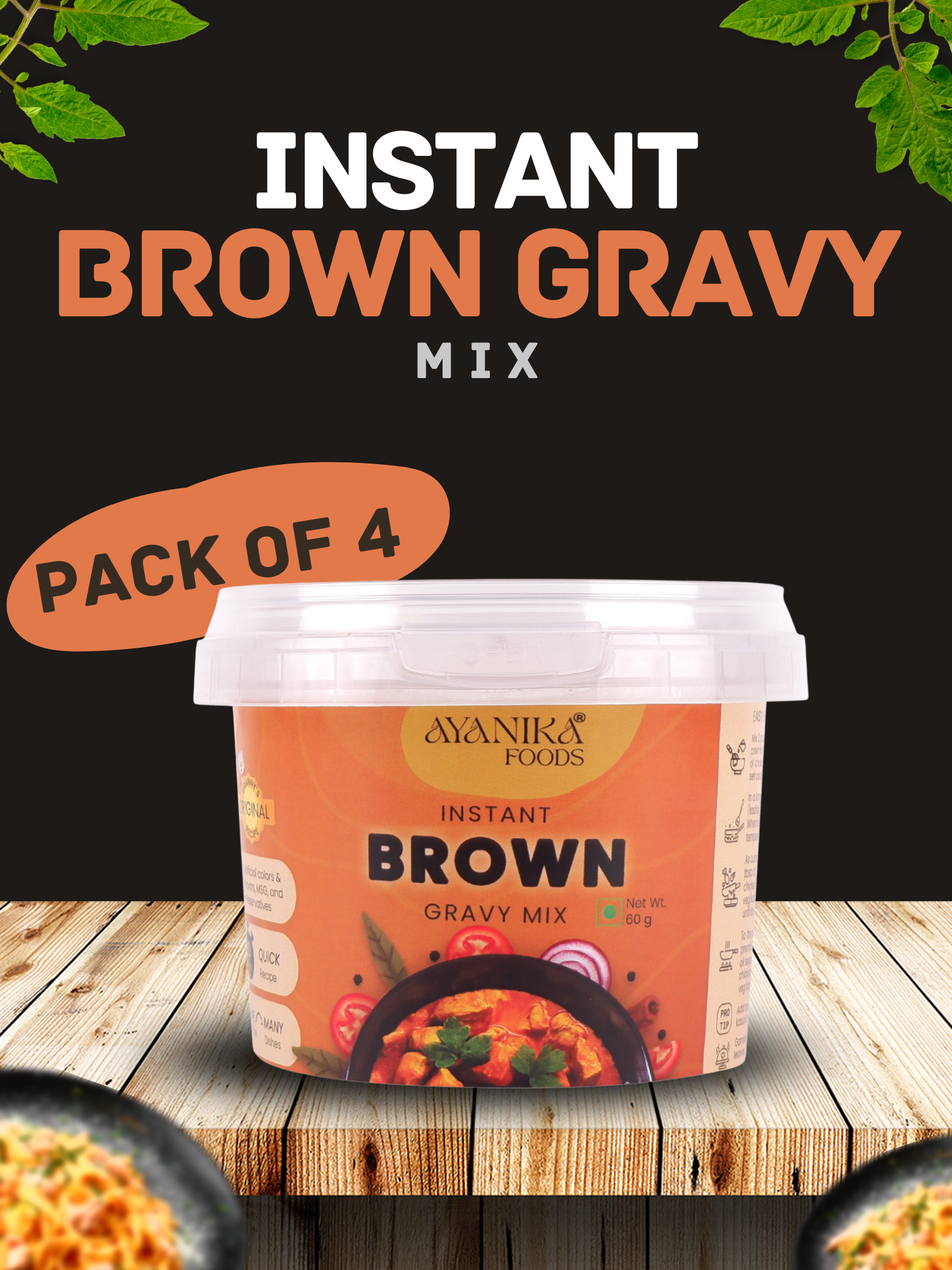 Instant Brown Gravy Mix Pack of 4