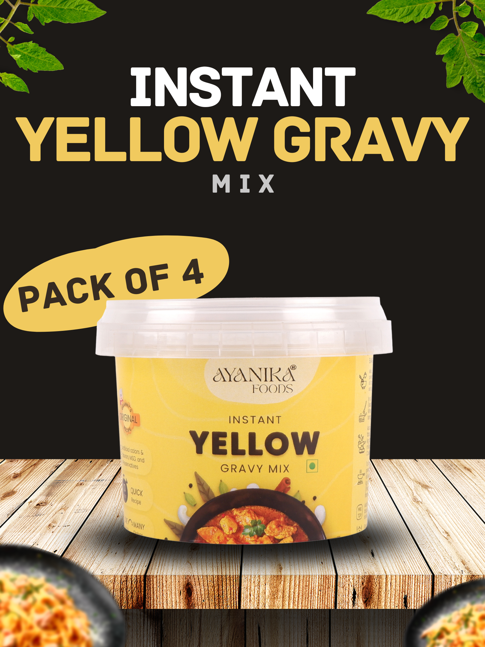 Instant Yellow Gravy Mix Pack of 4